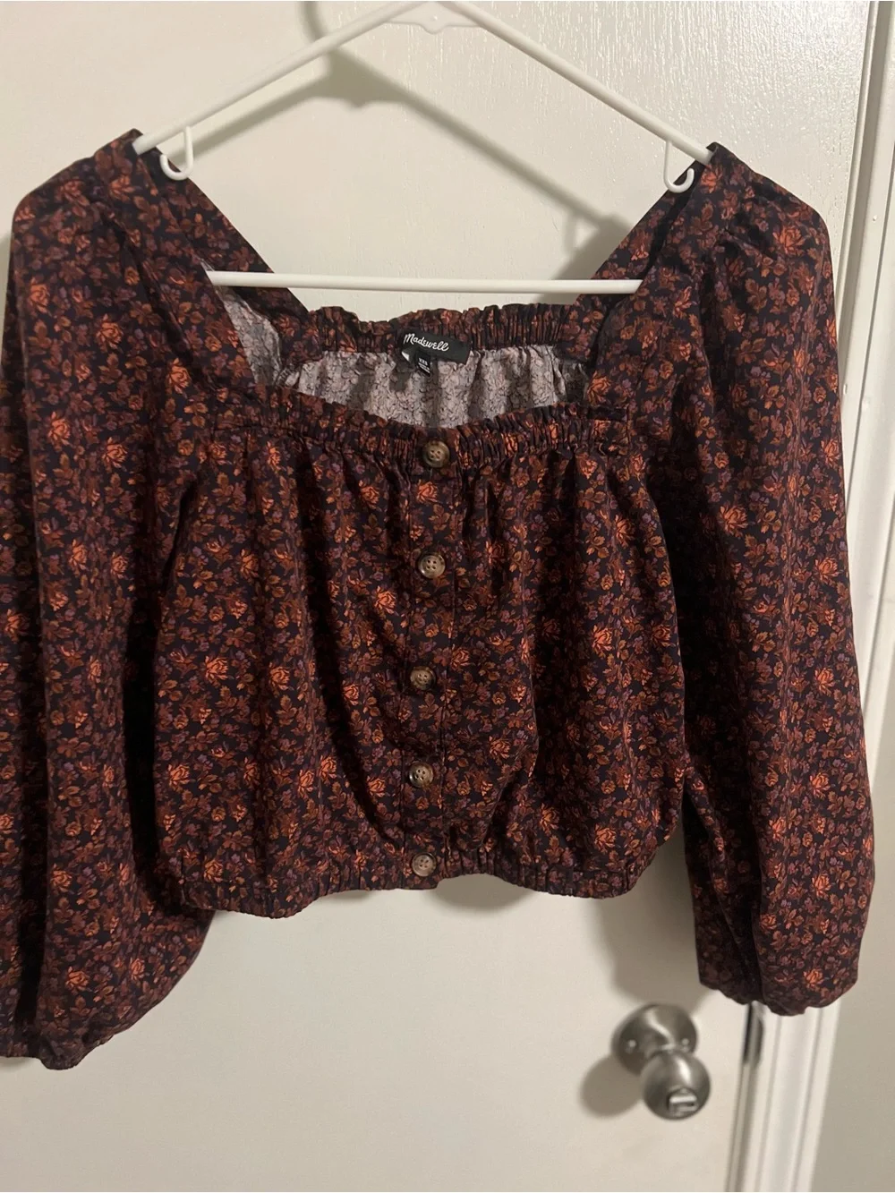Madewell Orchard Floral Button-Front Puff Sleeve Blouse Size XXS ND183 Boho